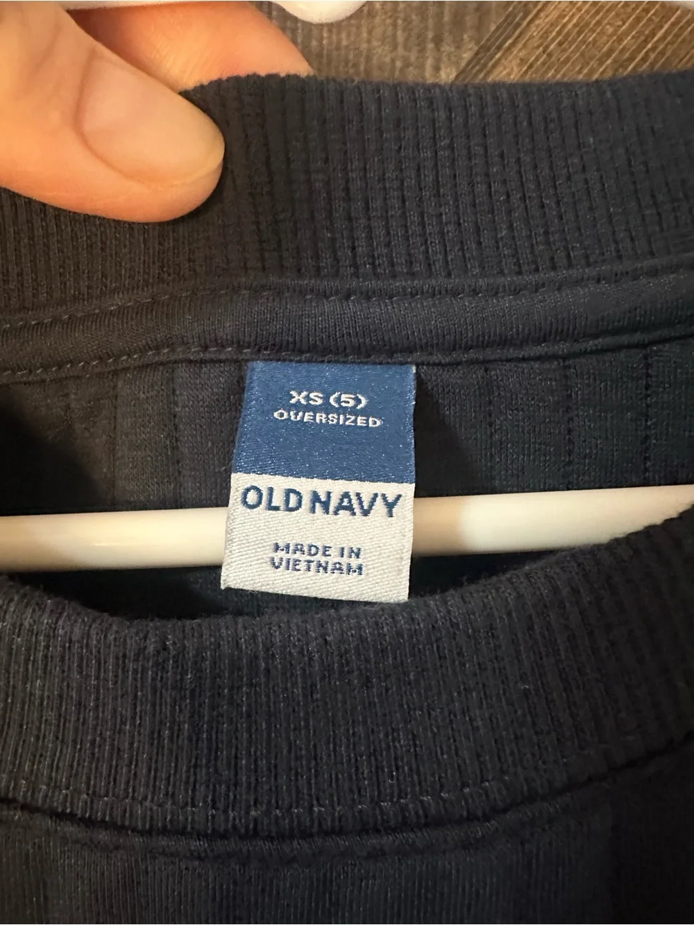 Old Navy Men's Navy Ribbed Crewneck Sweater with Snap Chest Pocket